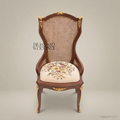 Louis XV Carved Solid Wood Armchair with Ivory Velvet Upholstery & Gilt Accents (With Arms)