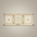 Brass & Wood Neoclassical Painted Buffet with Gold Ornamentation