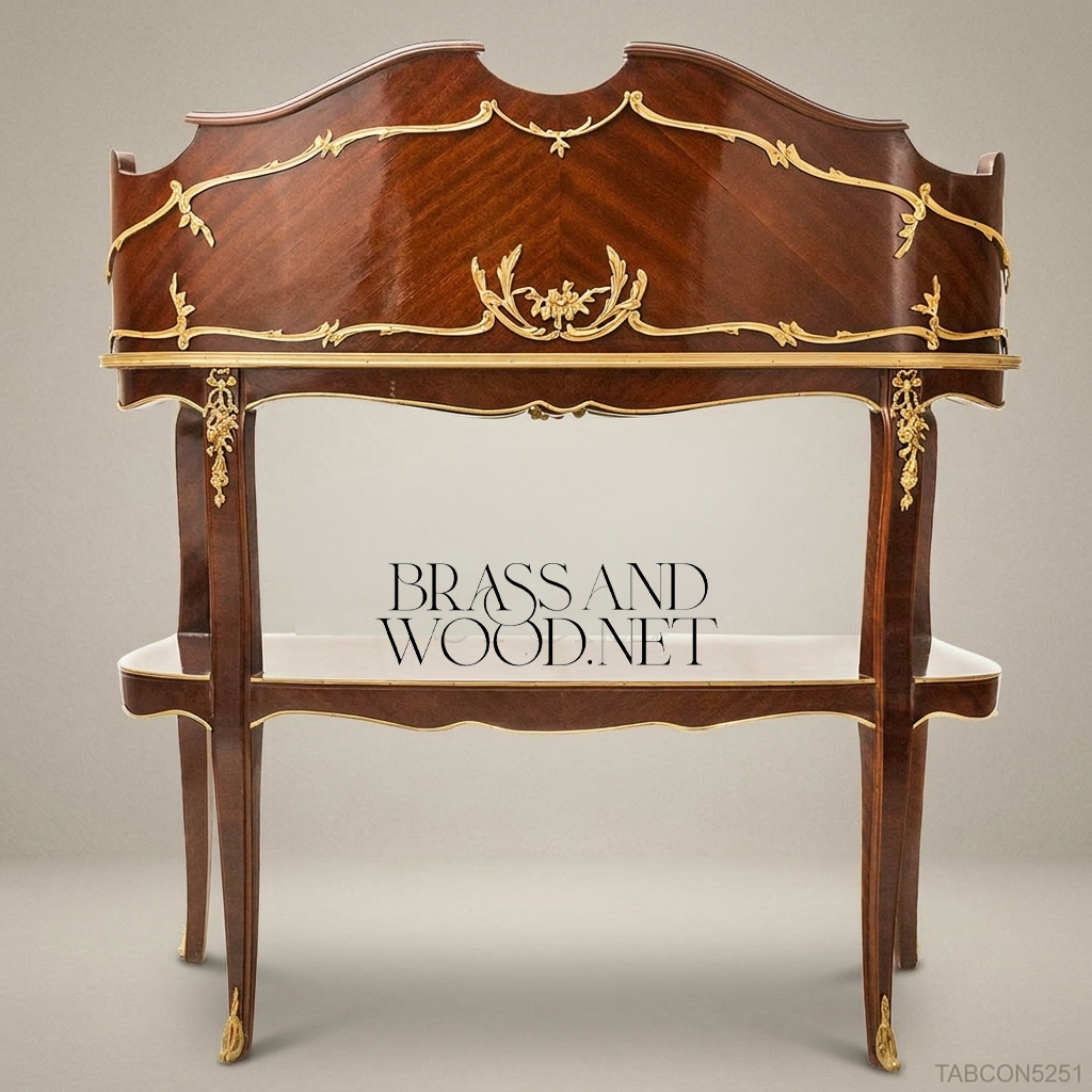 Louis XV Mahogany Console Table with Antique Brass Ormolu Mounts