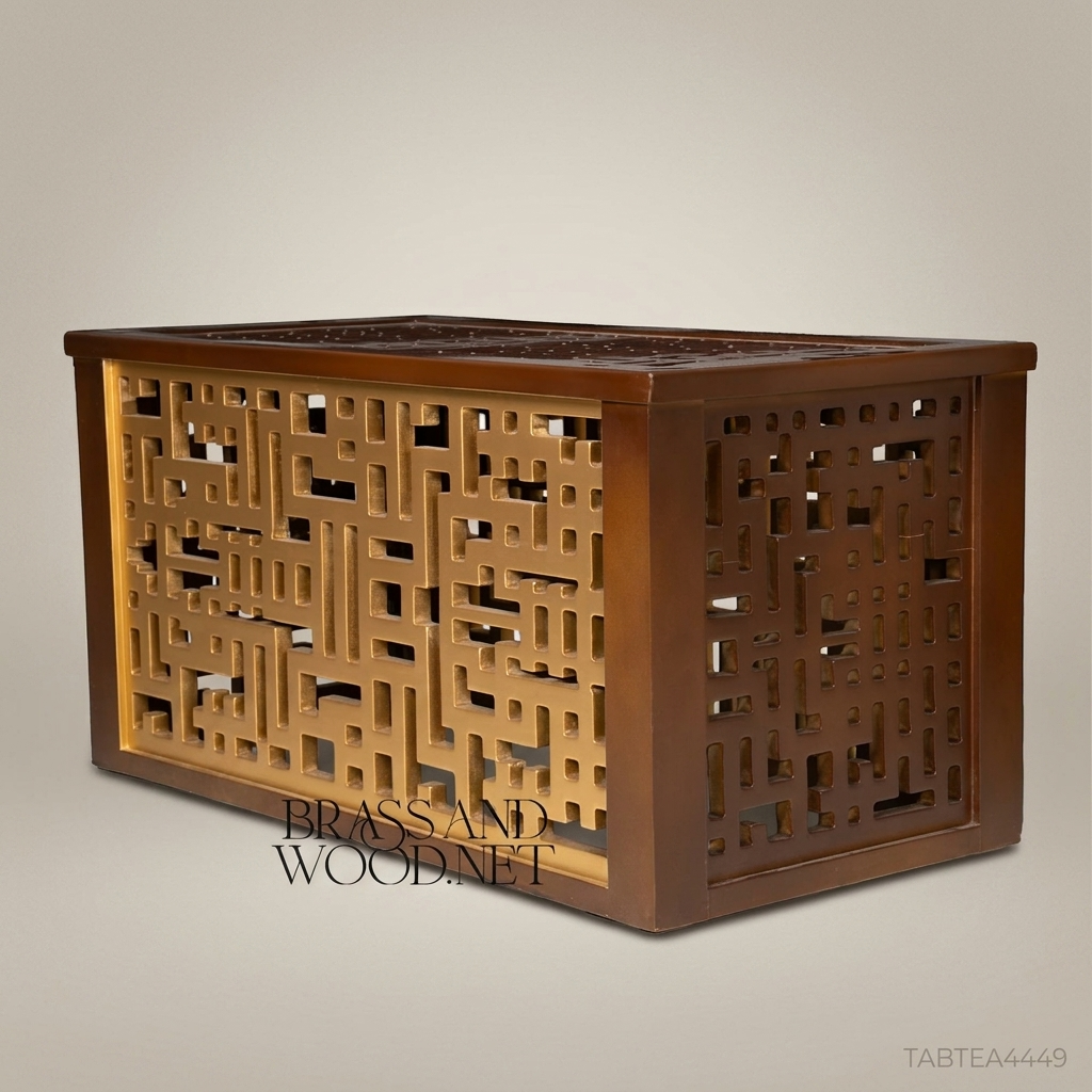 Arabesque Heritage Salon Set — Carved Wood & Gilt Brass Lattice