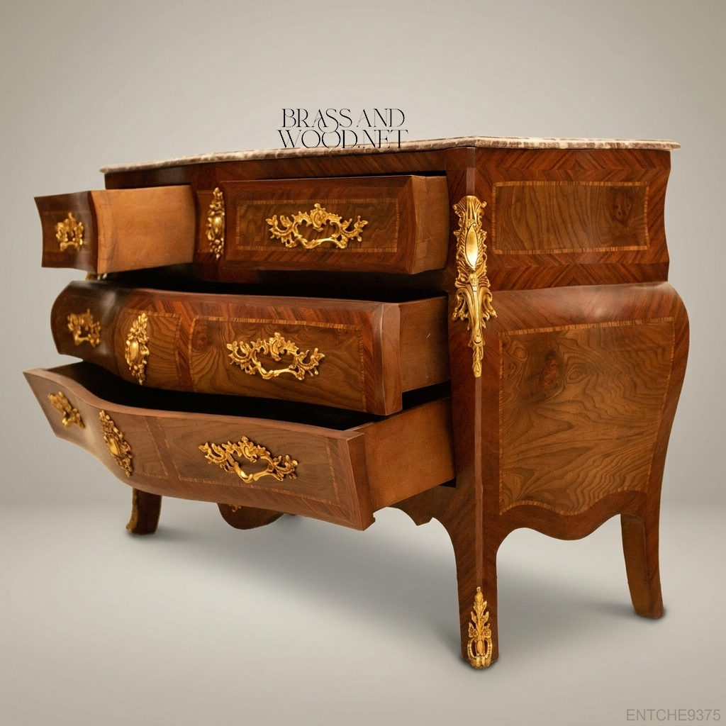 Louis XV Bombe Commode with Marble Top & Gilded Brass Mounts