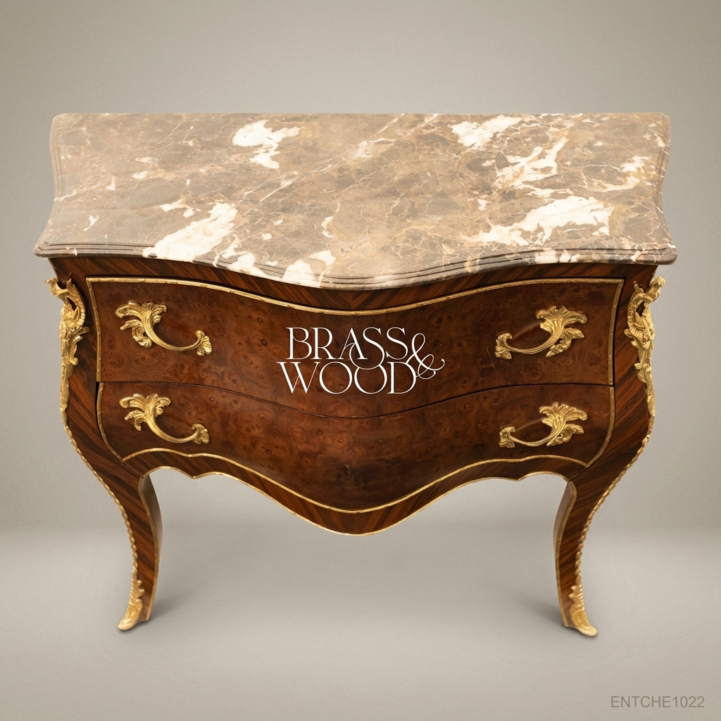 Louis XV Bombe Commode with Marble Top & Gilt Brass Mounts