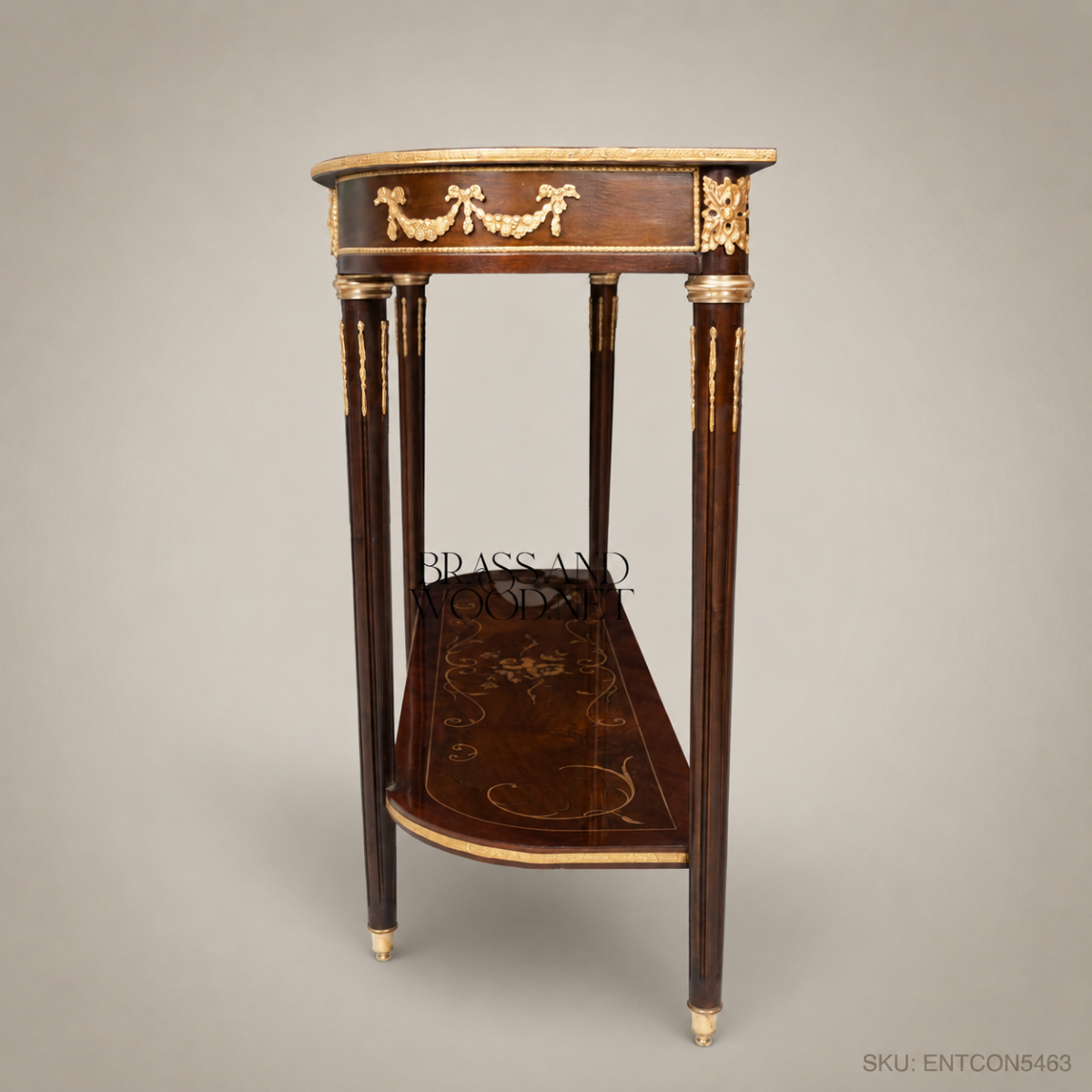 Louis XVI Neoclassical Console Table with Marquetry & Gilt Bronze Mounts