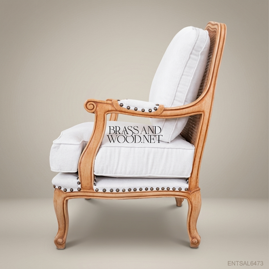 Louis XVI Heritage Salon Set — Carved Wood & Nailhead Upholstery