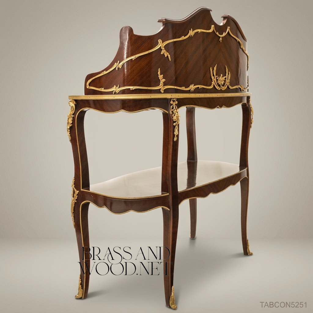 Louis XV Mahogany Console Table with Antique Brass Ormolu Mounts