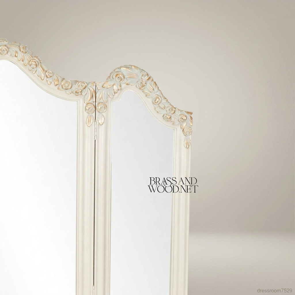 Louis XVI Neoclassical Cane & Carved Wood Bedroom Set - Antique White with Floral Swag Panels