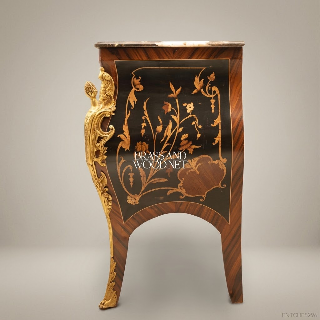 Louis XV Bombe Commode with Marquetry Inlay & Ormolu Mounts
