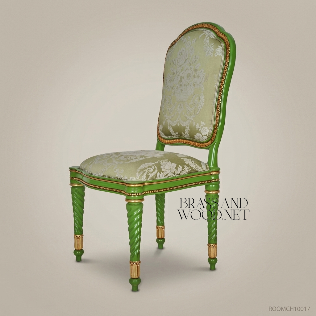 Floral Hand-Painted Green & Gold Dining Set