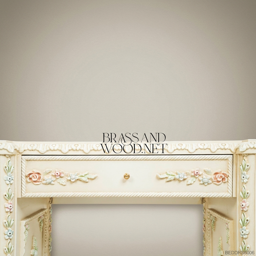 Napoleon III Rococo Revival Hand-Painted Ivory Bedroom Set - Polychrome Floral Carved Suite