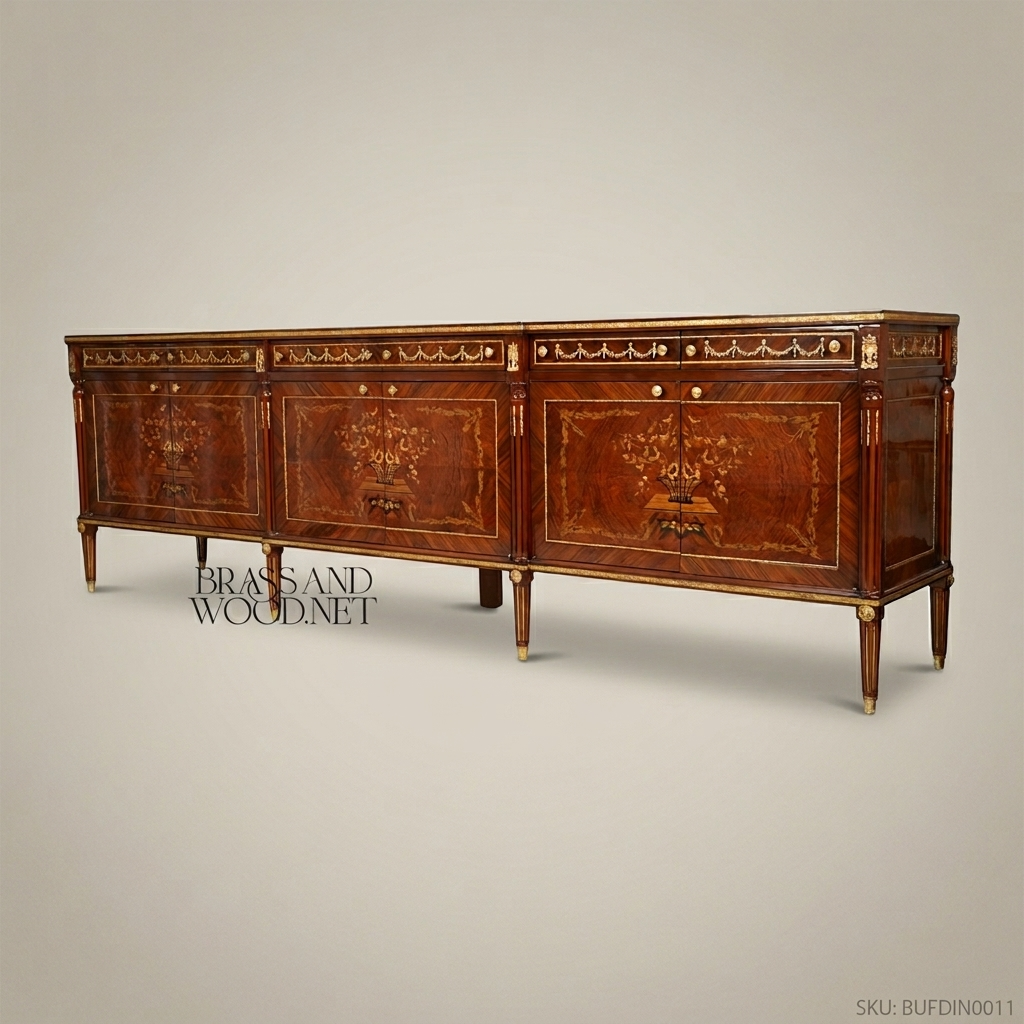 Louis XVI Marquetry Inlay Complete Dining Set