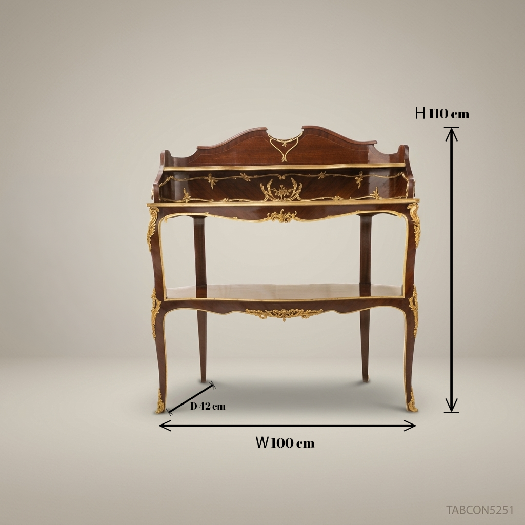 Louis XV Mahogany Console Table with Antique Brass Ormolu Mounts