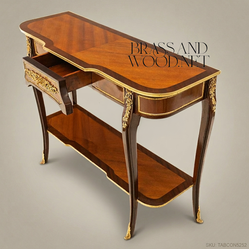 Louis XV Mahogany Console Table with Gilt Bronze Mounts