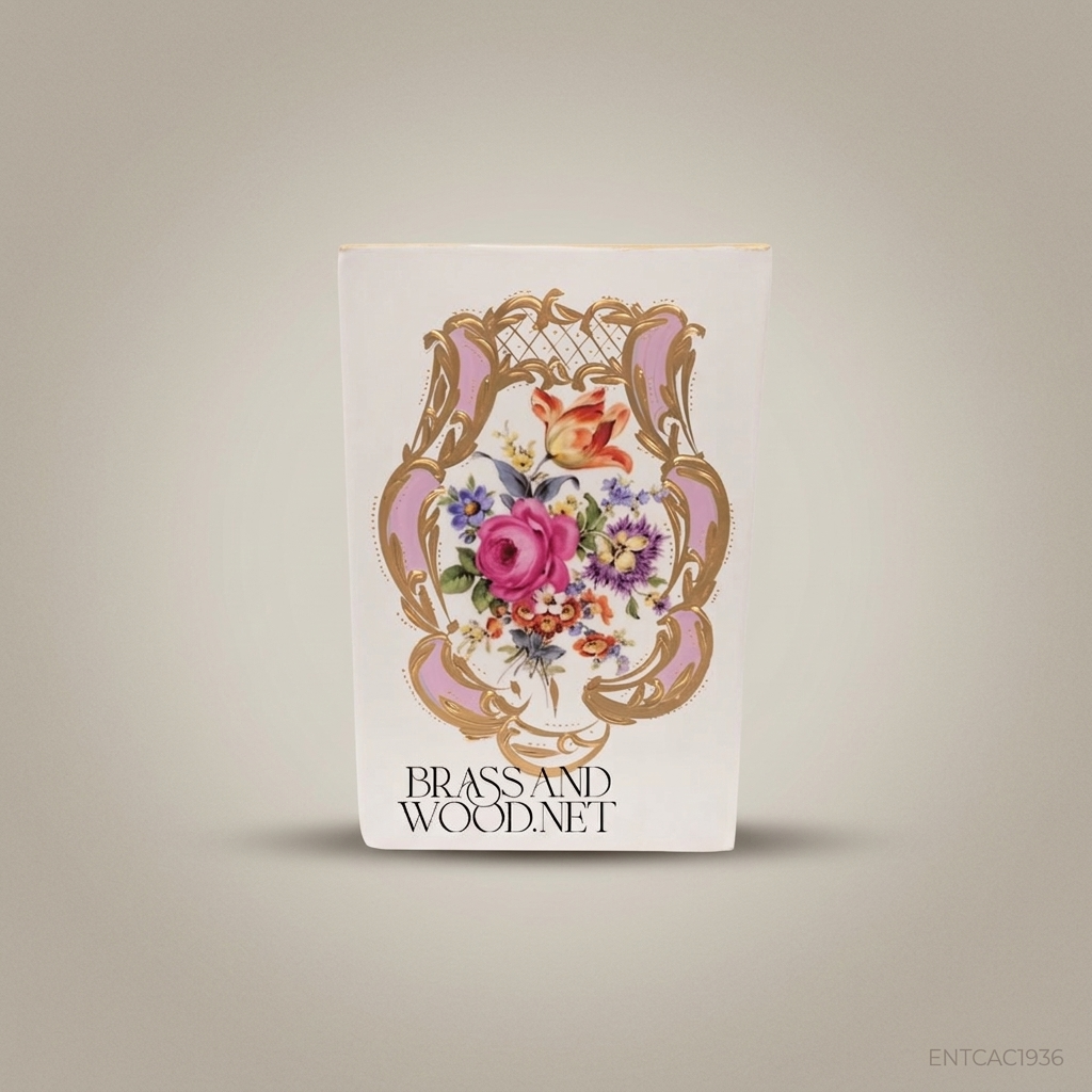 Napoleon III Rococo Revival Porcelain Planter - Hand-Painted Floral Bouquet Panels with Gold Scrollwork