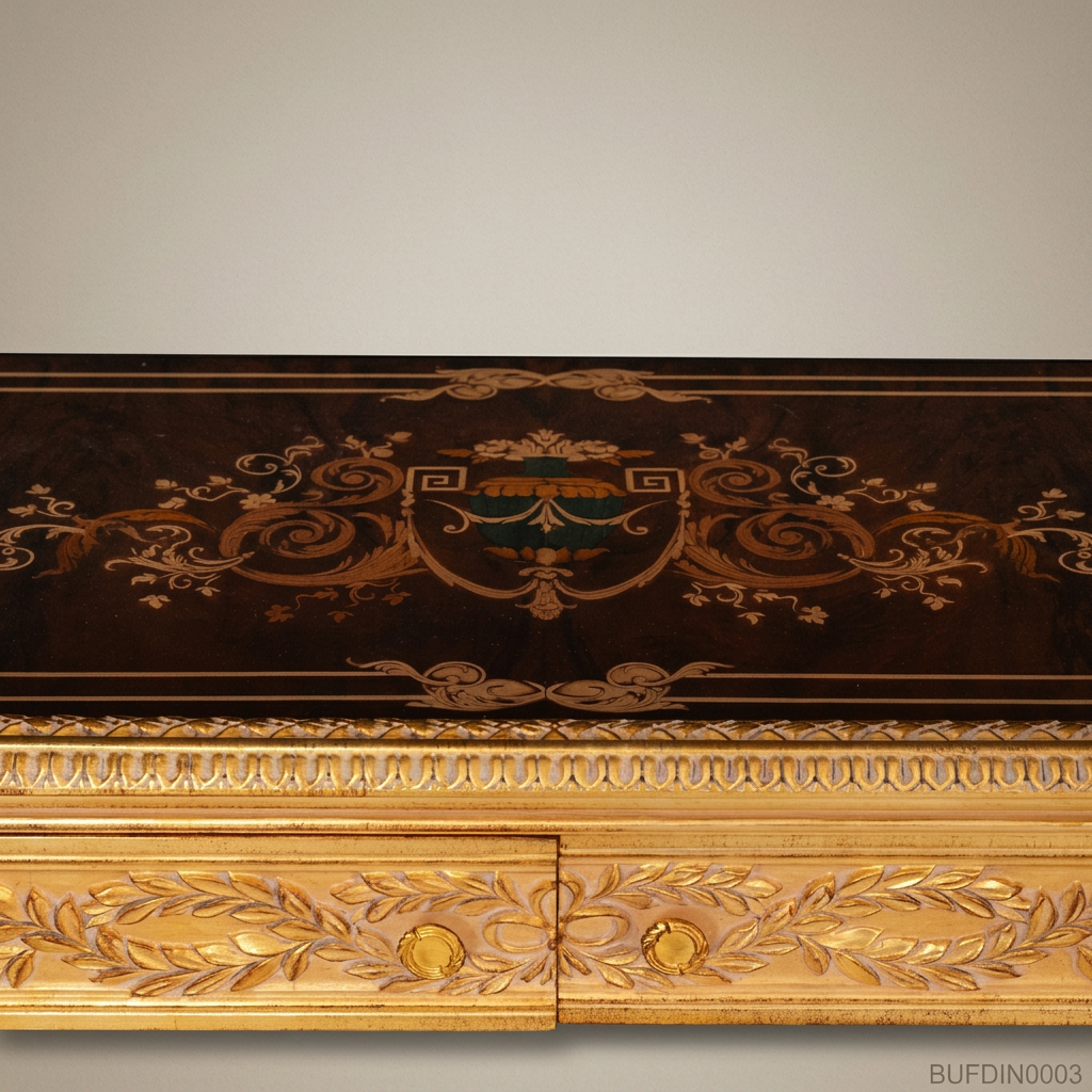 Brass & Wood Louis XVI Carved Gilt Dining Buffet — 200cm