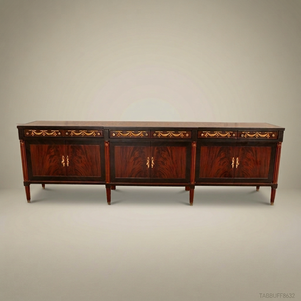 Brass & Wood Neoclassical Gilt-Bronze Buffet — 300cm