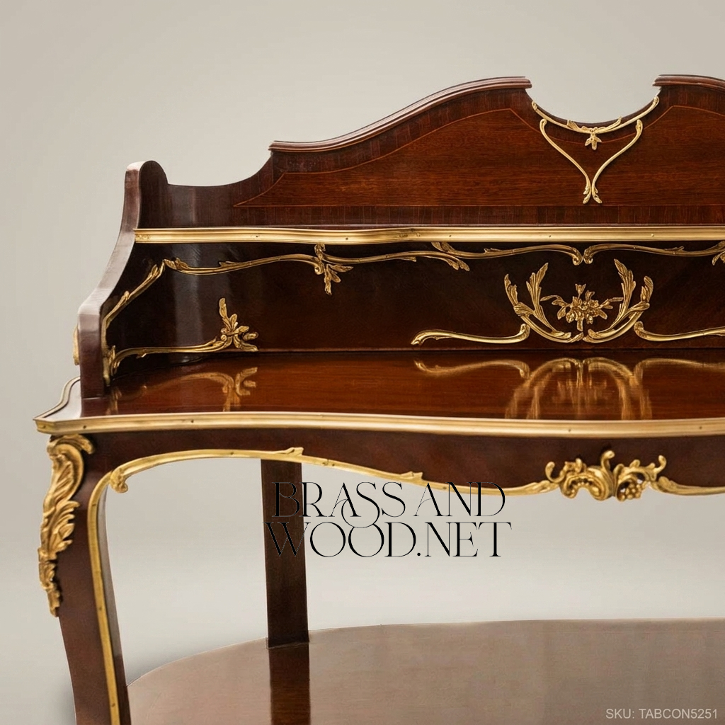 Louis XV Mahogany Console Table with Antique Brass Ormolu Mounts