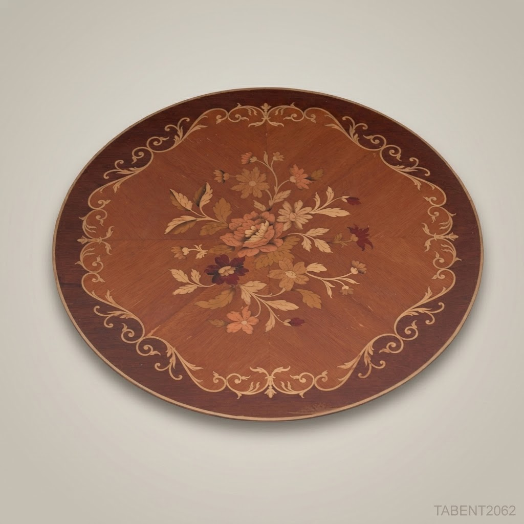 Napoleon III Rococo Revival Round Centre Table — Burl Marquetry Top & Gilt Carved Base, 140cm