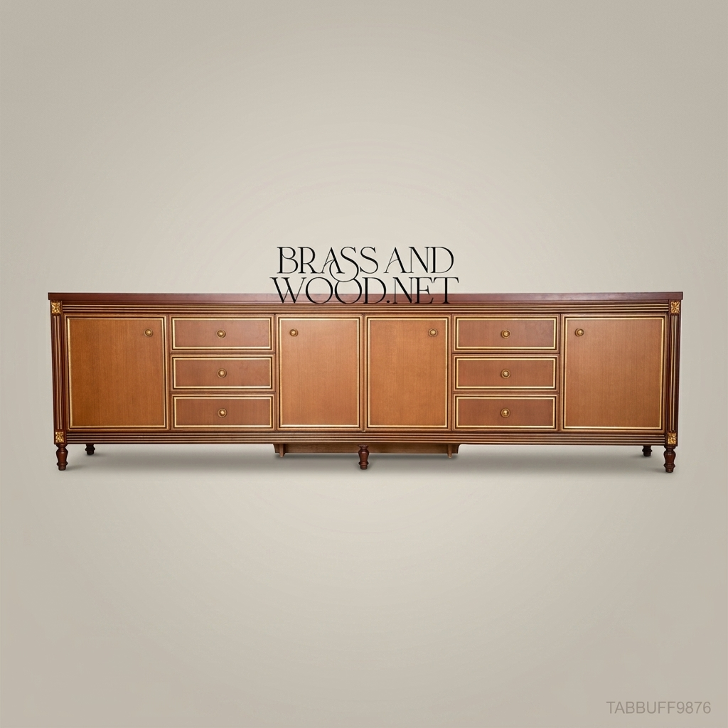 Imperial Brass & Wood Dining Buffet — 300cm