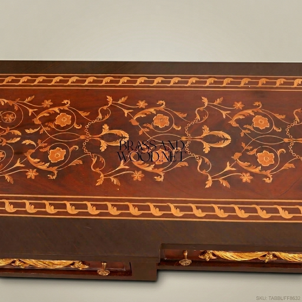 Brass & Wood Neoclassical Gilt-Bronze Buffet