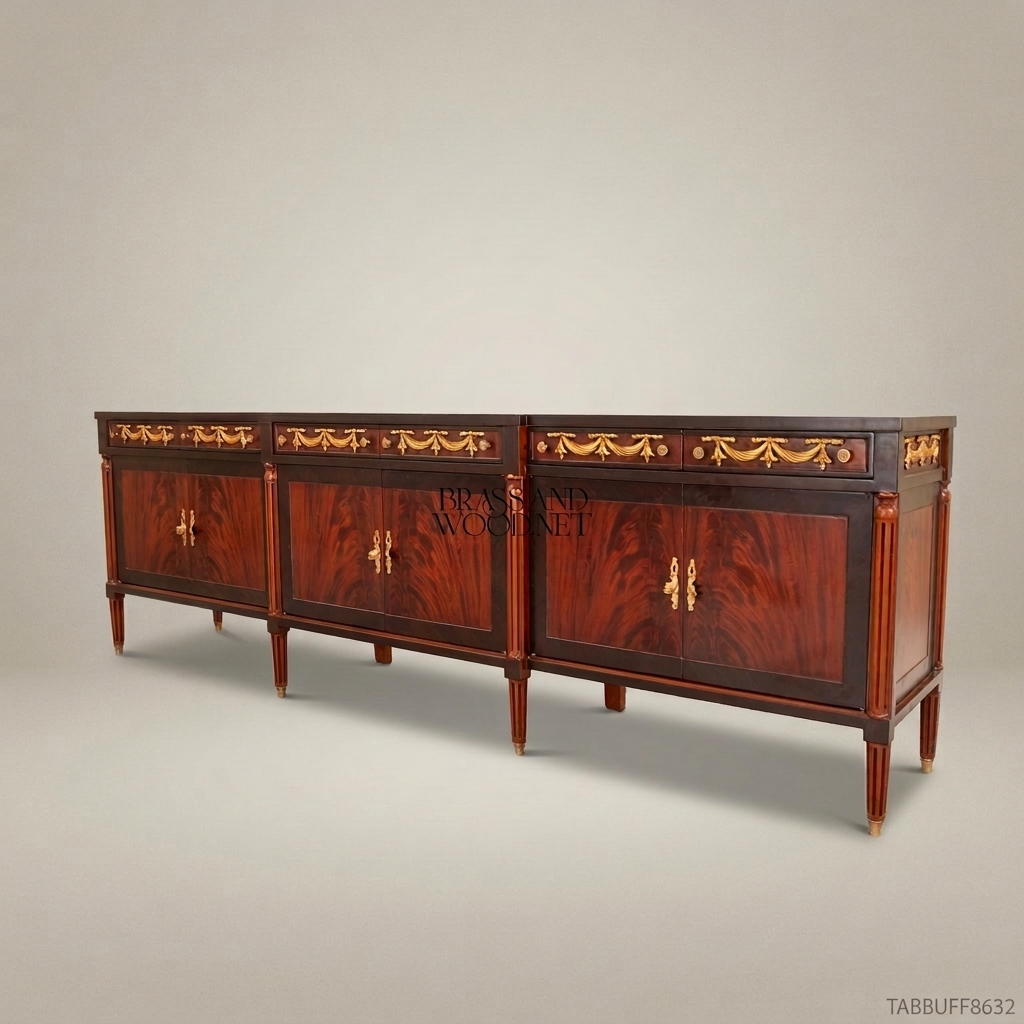 Brass & Wood Neoclassical Gilt-Bronze Buffet — 450cm