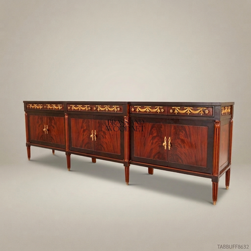 Brass & Wood Neoclassical Gilt-Bronze Buffet