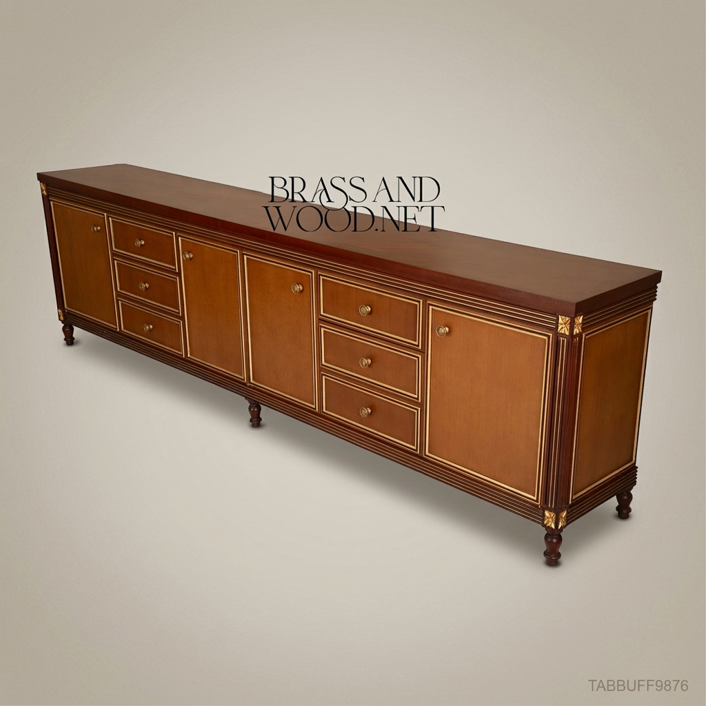 Imperial Brass & Wood Dining Buffet — 300cm