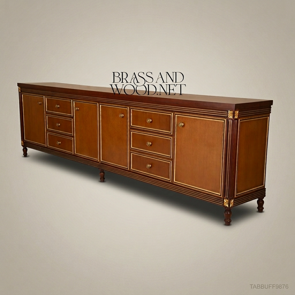 Imperial Brass & Wood Dining Buffet — 550cm
