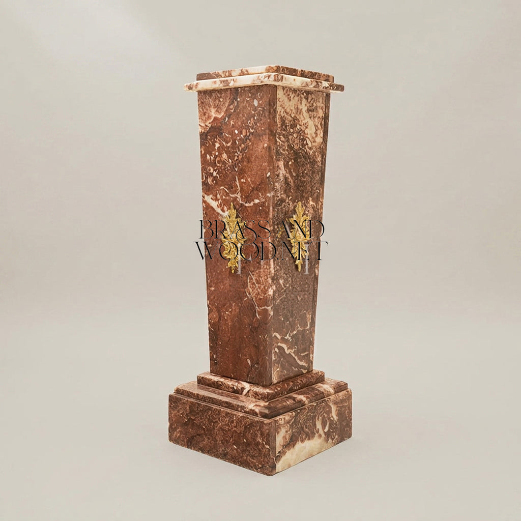 Red Marble Column - Antique Brass