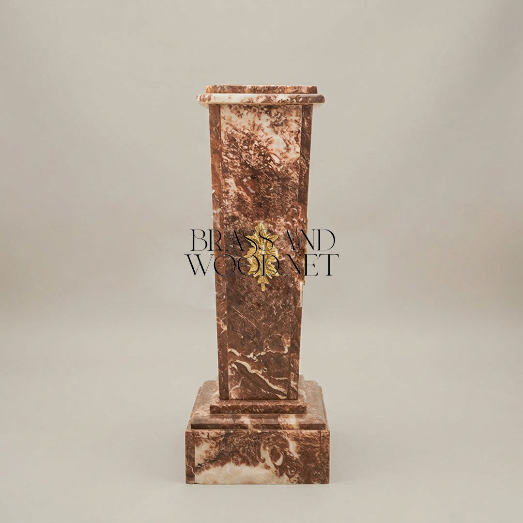 Red Marble Column - Antique Brass