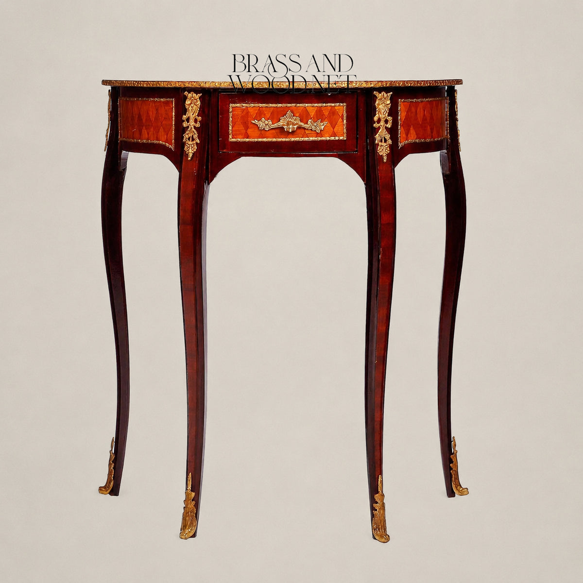 Classic Brown Demi-Lune Console 60 cm - 1 Drawer