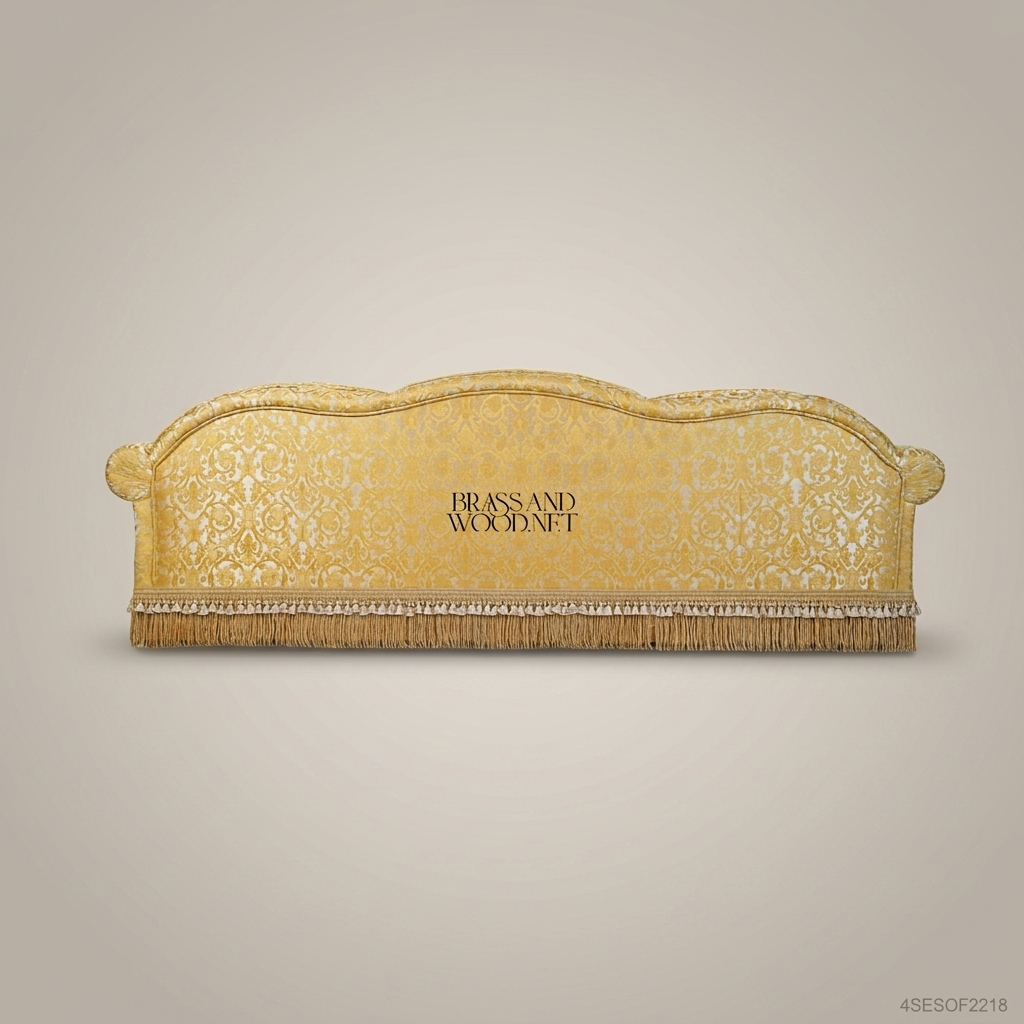 2-Seat Baroque Gold Damask Salon Sofa with Fringe