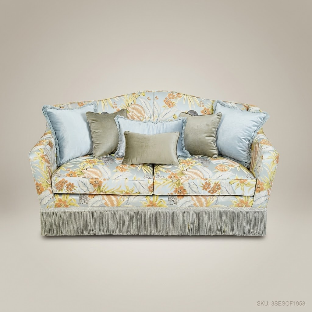 2-Seat Floral Brocade Salon Sofa – English Garden Style
