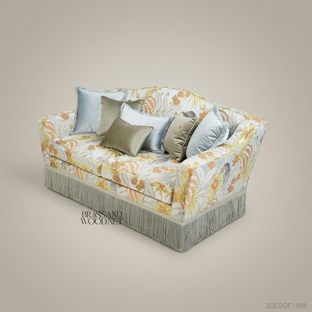 2-Seat Floral Brocade Salon Sofa – English Garden Style