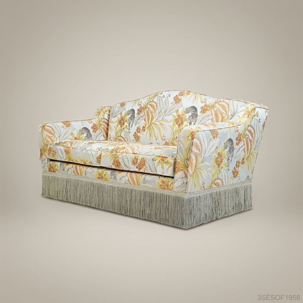 2-Seat Floral Brocade Salon Sofa – English Garden Style