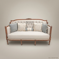 2-Seat Louis XVI Tufted Salon Sofa – Carved Hardwood Frame