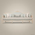 Louis XV Cane & Damask Salon Sofa — 2 Persons