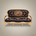 3-Seat Louis XV Gilded Salon Sofa with Tapestry Upholstery