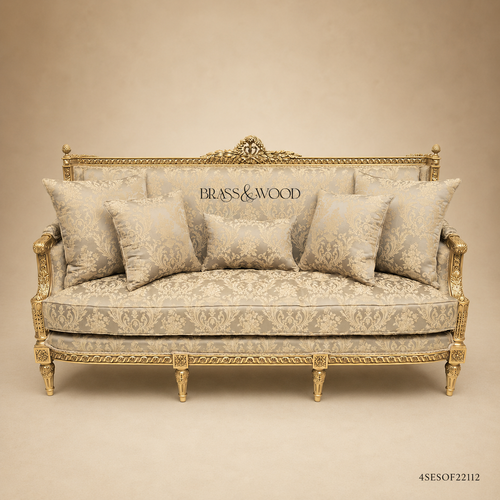 Louis XV Gilded Salon Sofa with Gold Leaf Frame - 3 Persons