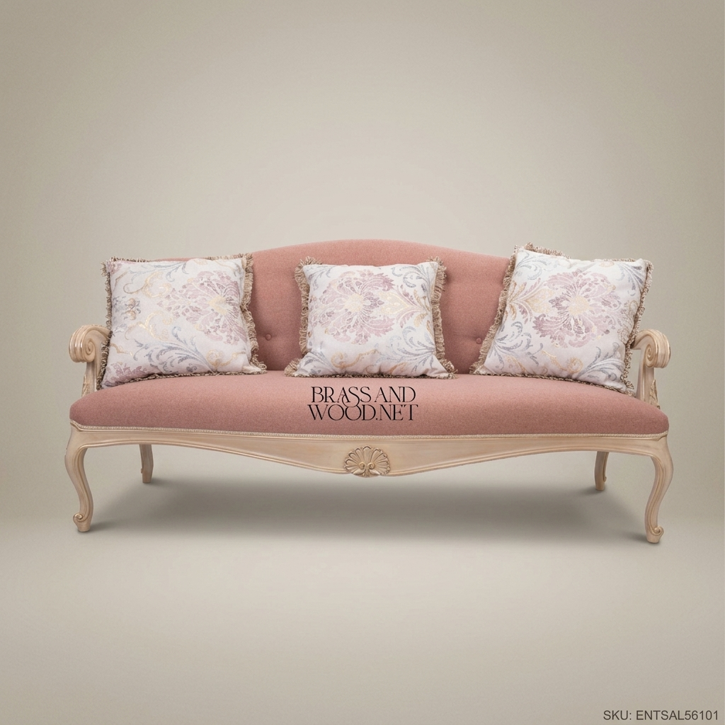 French Provincial Carved Wood Salon Sofa — 4 Persons