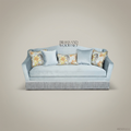5-Seat Neoclassical Velvet Salon Sofa with Fringe Trim