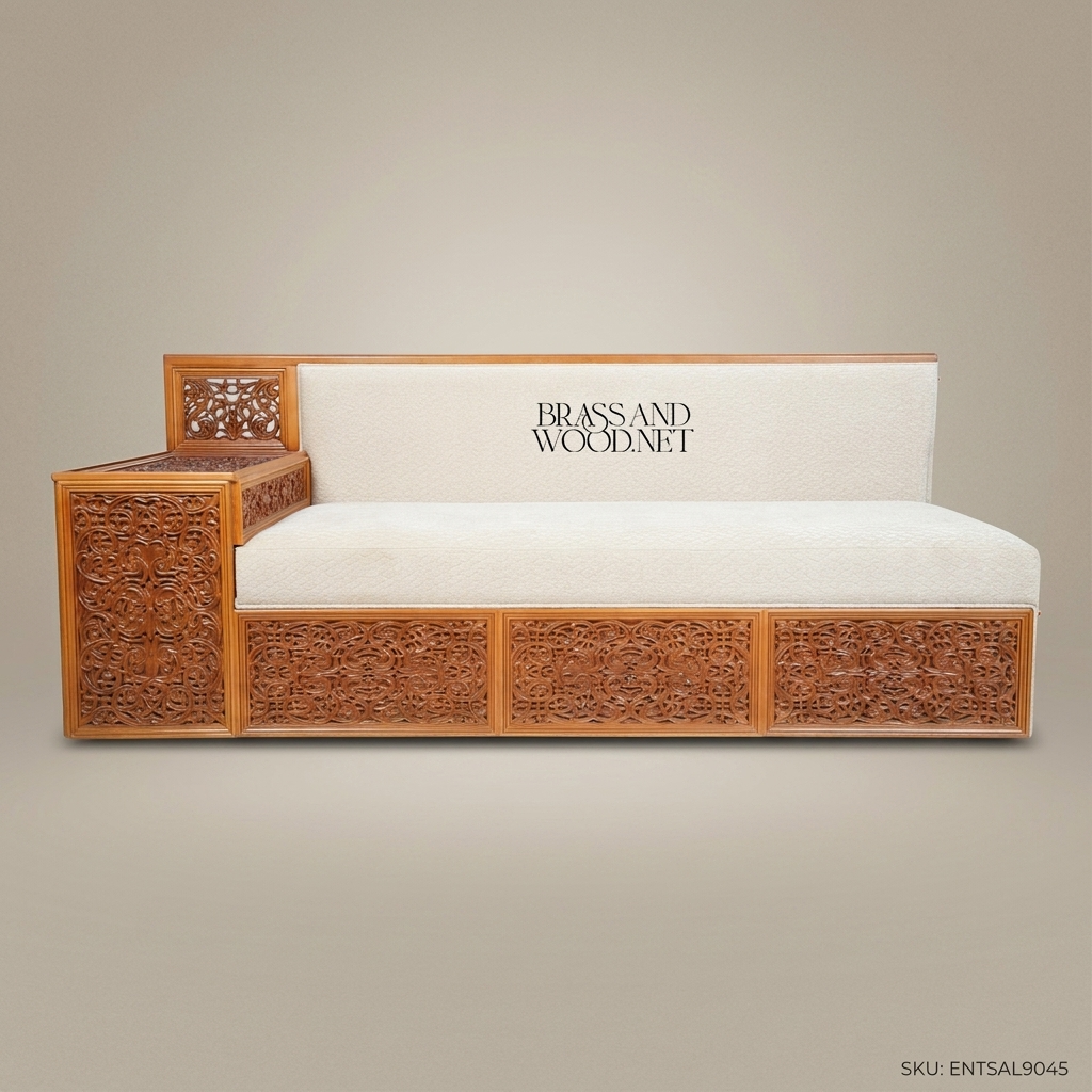 5-Seat Oriental Hand-Carved Solid Wood Salon Sofa