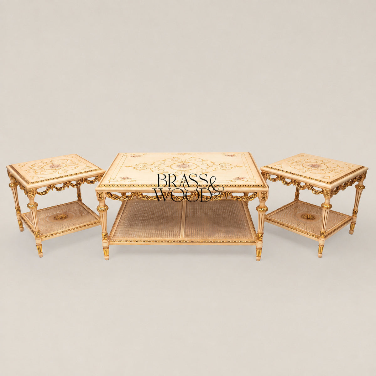 Hand-Painted Coffee & Corner Table Set
