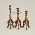 Graduated Wooden Candlestick Set of 3 - Brown