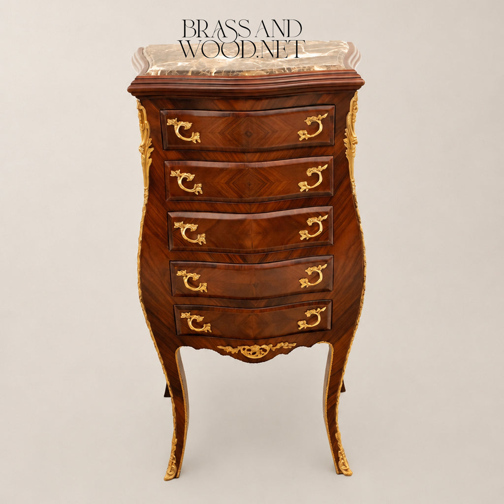 Tallboy Chest - 5 Drawers - Natural Marble