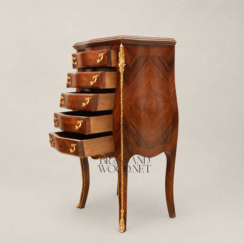 Tallboy Chest - 5 Drawers - Natural Marble