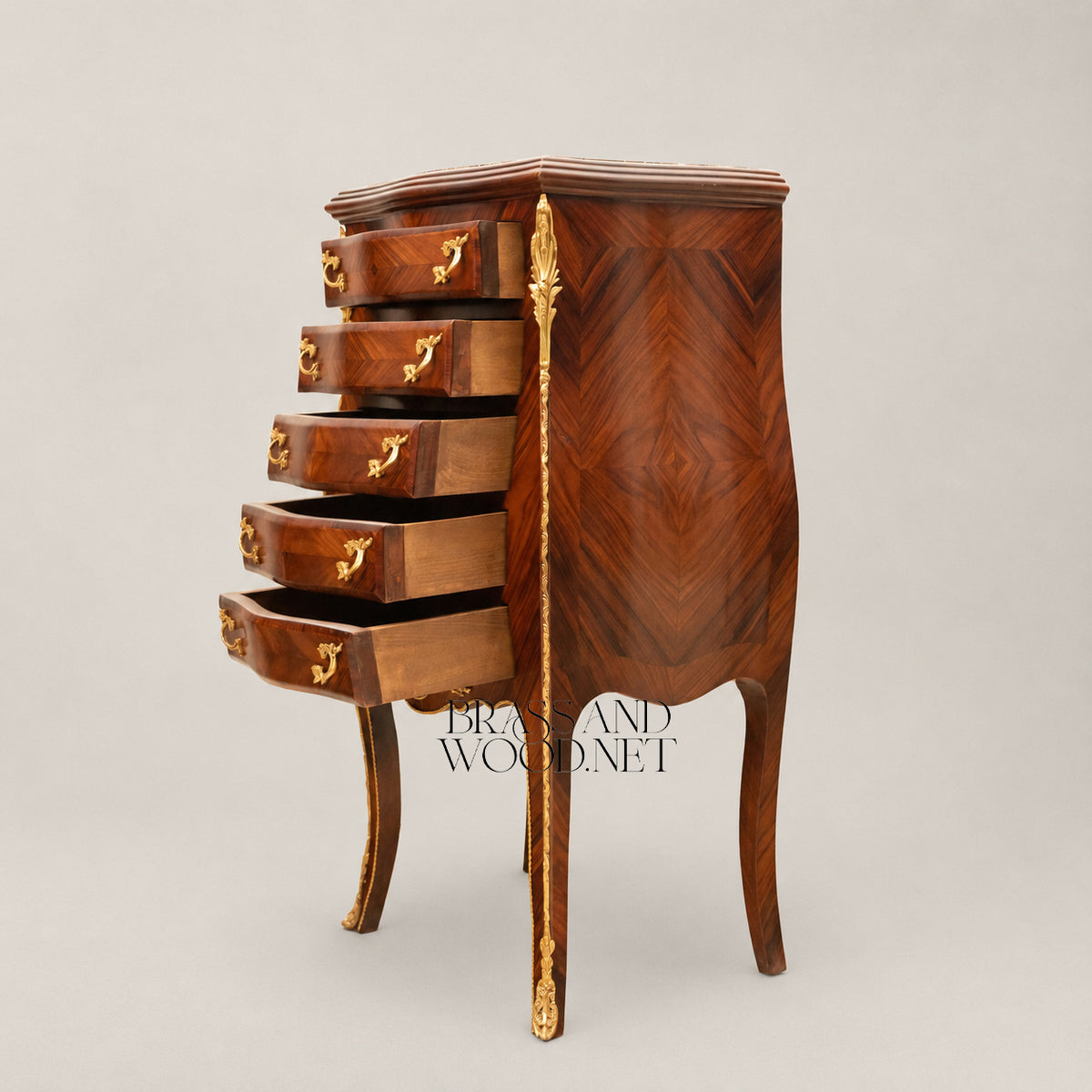 Tallboy Chest - 5 Drawers - Natural Marble