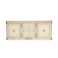 Brass & Wood Neoclassical Painted Buffet with Gold Ornamentation — 200cm