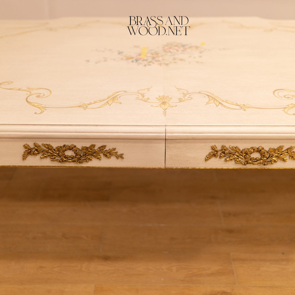 Louis XVI Floral Painted Dining Suite with Gilt Accents