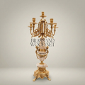 Neoclassical Five-Arm Candelabra with Marble Column & Ornate Brass Base