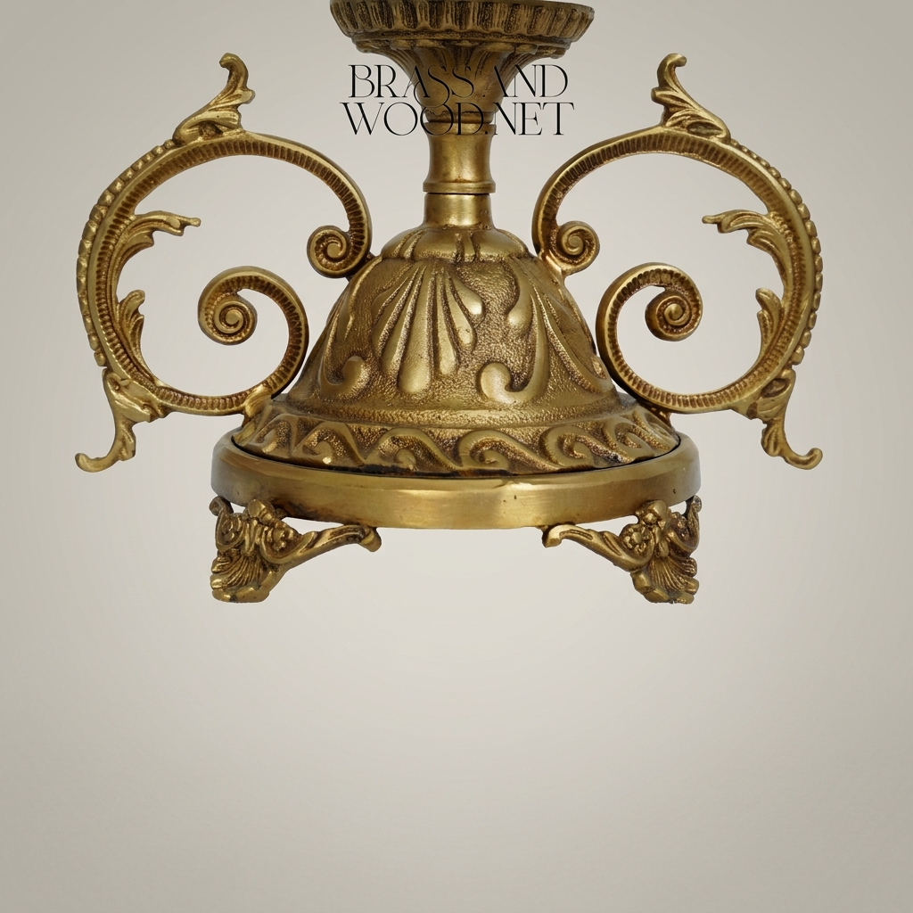 Classical Brass & Crystal Compote Bowl - Floral Scrollwork Pedestal
